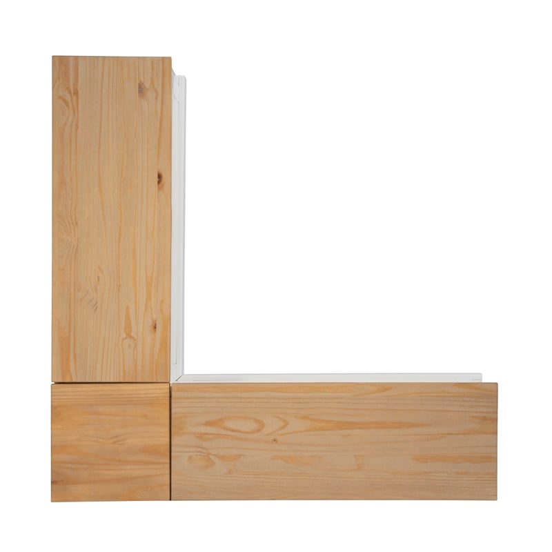 Linon Troyin Natural and White Wooden Storage Nook With Beige Cushions/Pillows