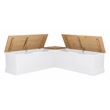 Linon Troyin Natural and White Wooden Storage Nook With Green Cushions/Pillows