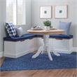 Linon Troyin Natural and White Wooden Storage Nook With Navy Cushions/Pillows