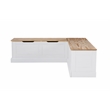 Linon Troyin Natural and White Wooden Storage Nook With Navy Cushions/Pillows