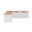 Linon Troyin Natural and White Wooden Storage Nook With Navy Cushions/Pillows