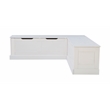 Linon Troyin White Wooden Storage Nook With Beige Cushions and Pillows