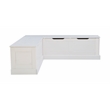 Linon Troyin White Wooden Storage Nook With Black Cushions and Pillows