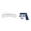 Linon Troyin White Wooden Storage Nook With Navy Cushions and Pillows