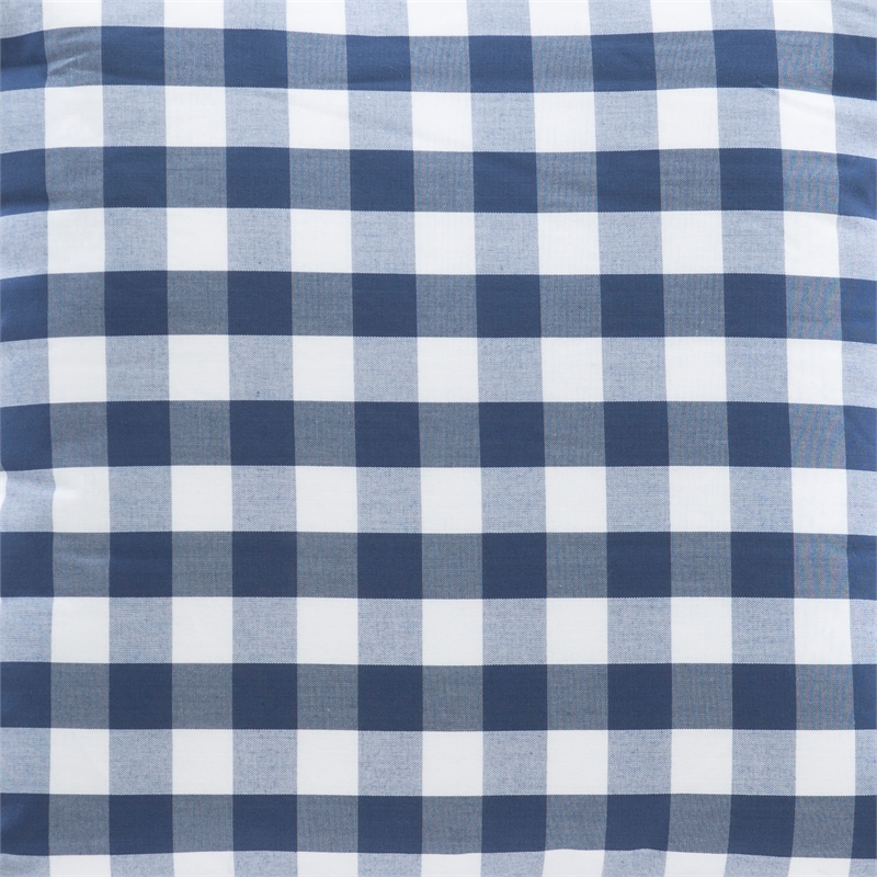 Linon Troyin White Wooden Storage Nook With Navy Cushions and Pillows