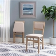 Linon Keira Set of Two Folding Chairs Beige Fabric Seat & Back in Graywash Wood