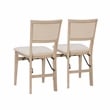 Linon Keira Set of Two Folding Chairs Beige Fabric Seat & Back in Graywash Wood