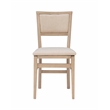 Linon Keira Set of Two Folding Chairs Beige Fabric Seat & Back in Graywash Wood