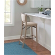 Linon Keira Folding Bar Stool with Fabric Padded Seat and Back in Graywash Wood