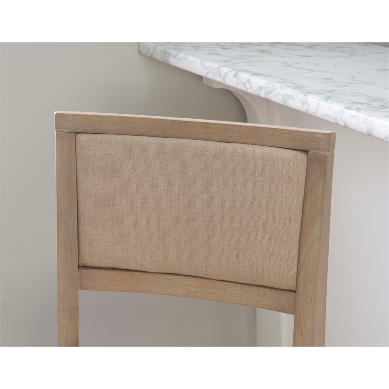 Linon Keira Folding Bar Stool with Fabric Padded Seat and Back in Graywash Wood