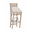 Linon Keira Folding Bar Stool with Fabric Padded Seat and Back in Graywash Wood