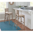Linon Keira Folding Bar Stool with Fabric Padded Seat and Back in Graywash Wood