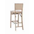 Linon Keira Folding Bar Stool with Fabric Padded Seat and Back in Graywash Wood