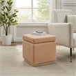 Linon Hawn Square Wood Upholstered Ottoman in Tan