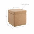 Linon Hawn Square Wood Upholstered Ottoman in Tan