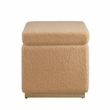 Linon Hawn Square Wood Upholstered Ottoman in Tan