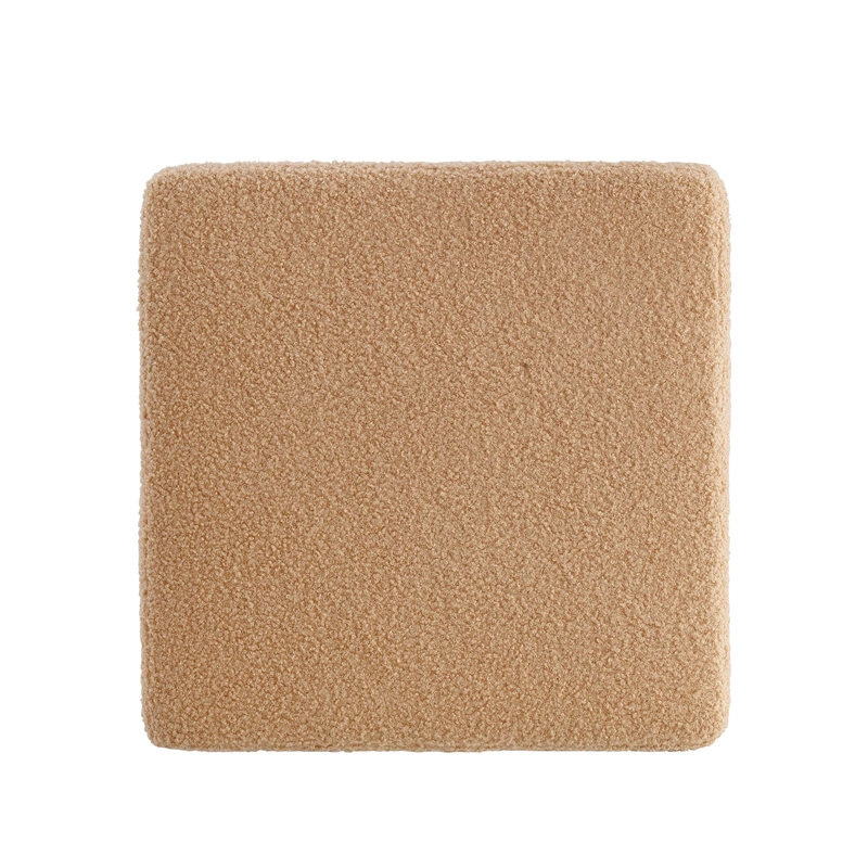 Linon Hawn Square Wood Upholstered Ottoman in Tan