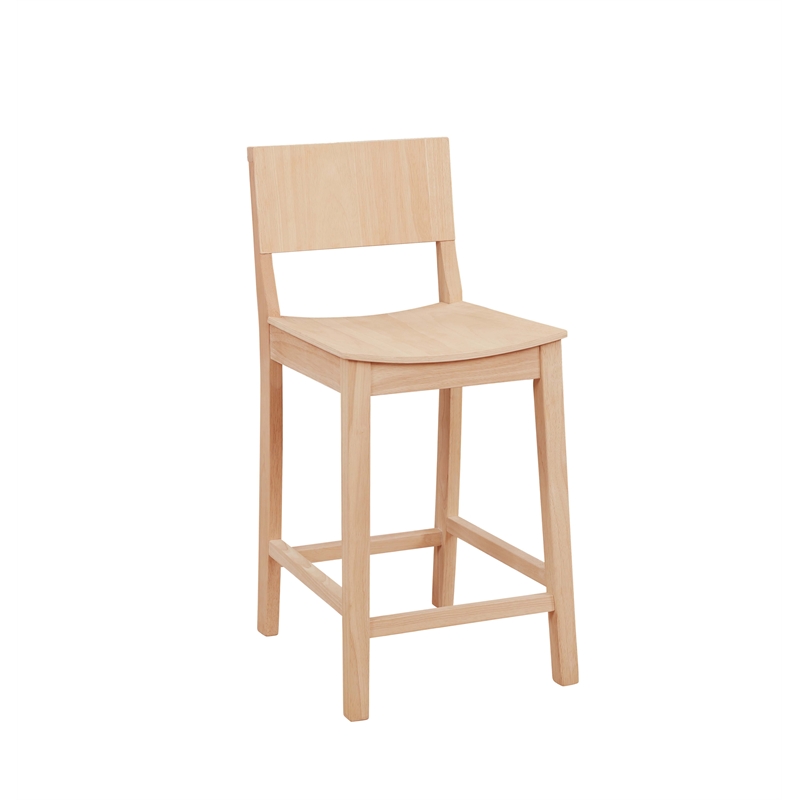 Linon Burke Saddle Seat Counter Stools Set of Two in Unfinished Rubberwood
