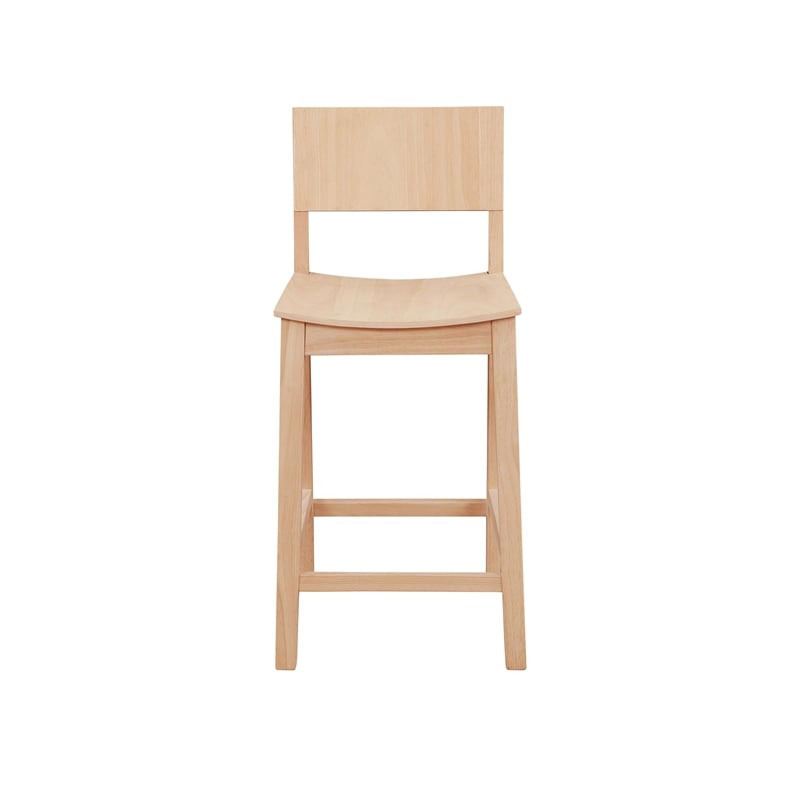 Linon Burke Saddle Seat Counter Stools Set of Two in Unfinished Rubberwood