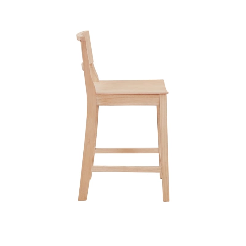 Linon Burke Saddle Seat Counter Stools Set of Two in Unfinished Rubberwood