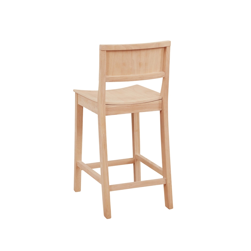 Linon Burke Saddle Seat Counter Stools Set of Two in Unfinished Rubberwood