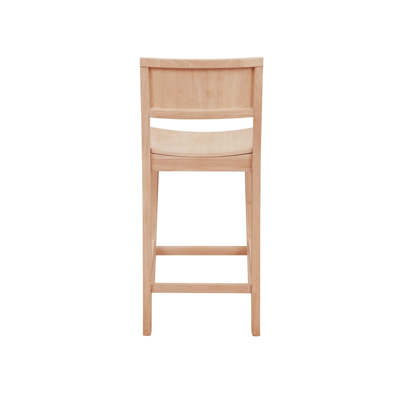 Linon Burke Saddle Seat Counter Stools Set of Two in Unfinished Rubberwood