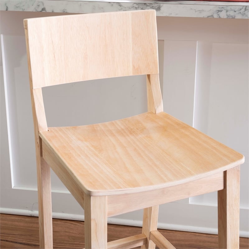 Linon Burke Saddle Seat Counter Stools Set of Two in Unfinished Rubberwood