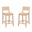 Linon Burke Saddle Seat Counter Stools Set of Two in Unfinished Rubberwood