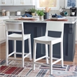 Linon Burke Saddle Seat Counter Stools Set of Two in White Rubberwood