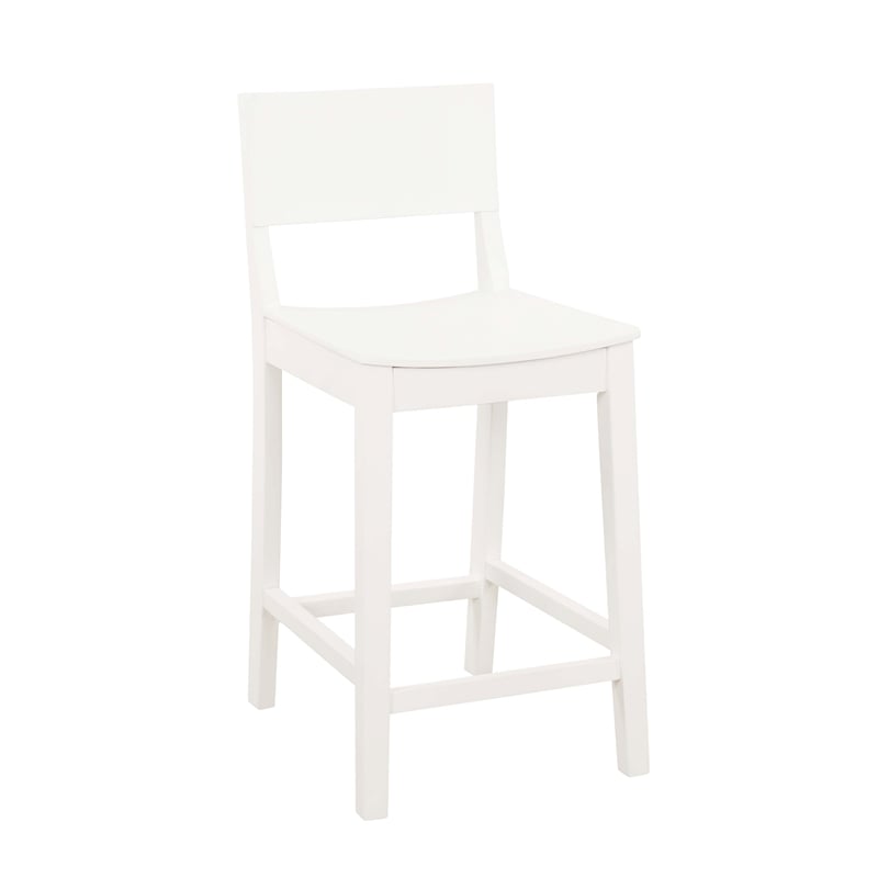 Linon Burke Saddle Seat Counter Stools Set of Two in White Rubberwood