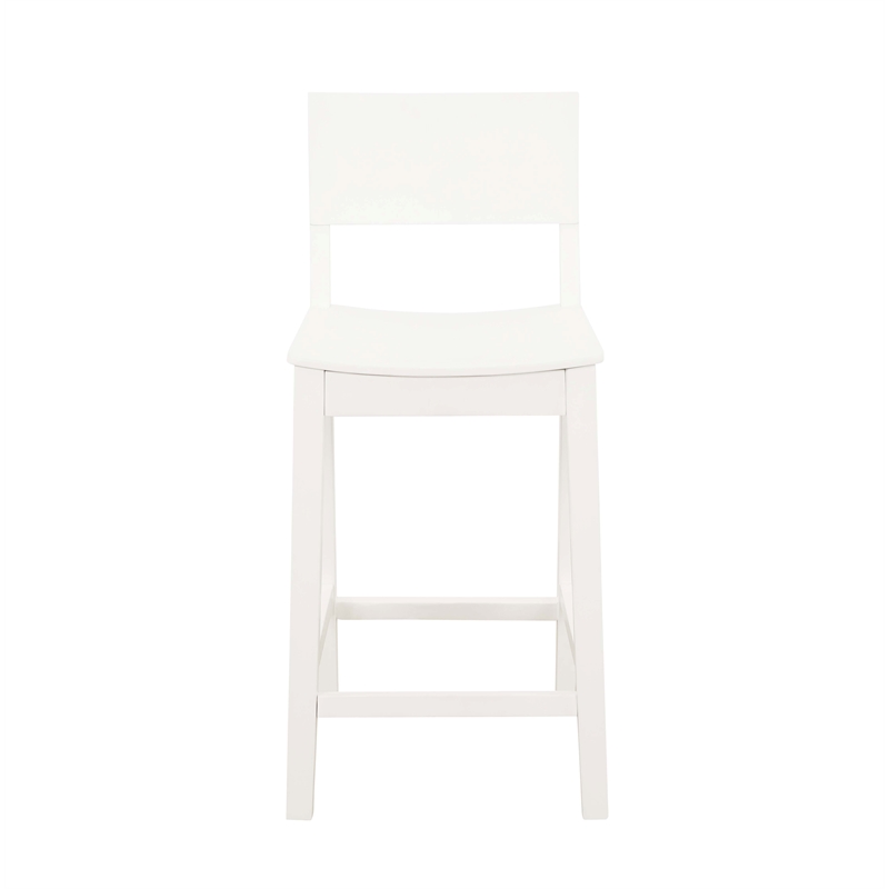 Linon Burke Saddle Seat Counter Stools Set of Two in White Rubberwood