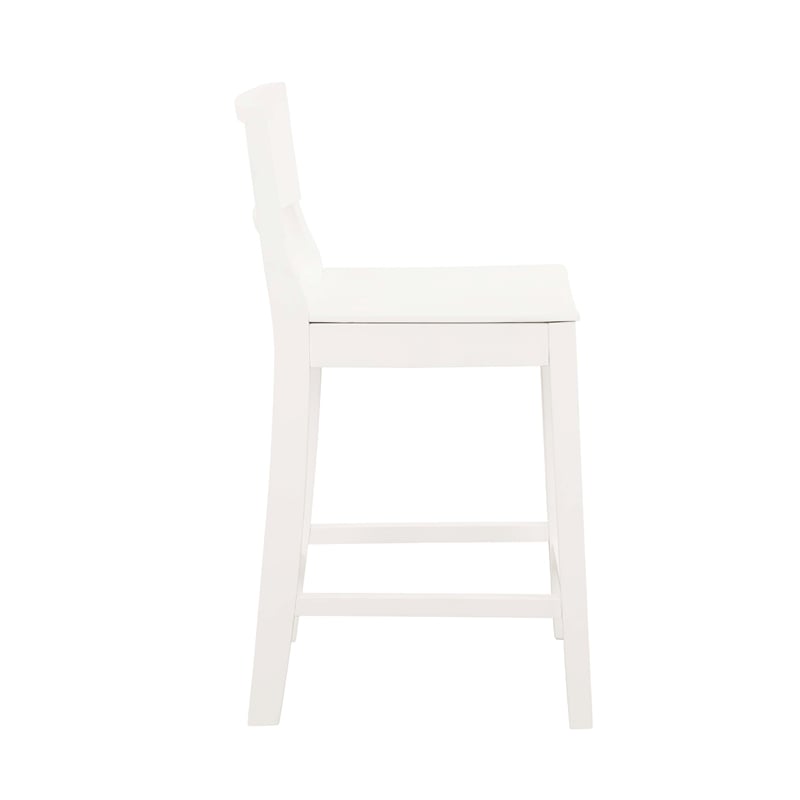 Linon Burke Saddle Seat Counter Stools Set of Two in White Rubberwood