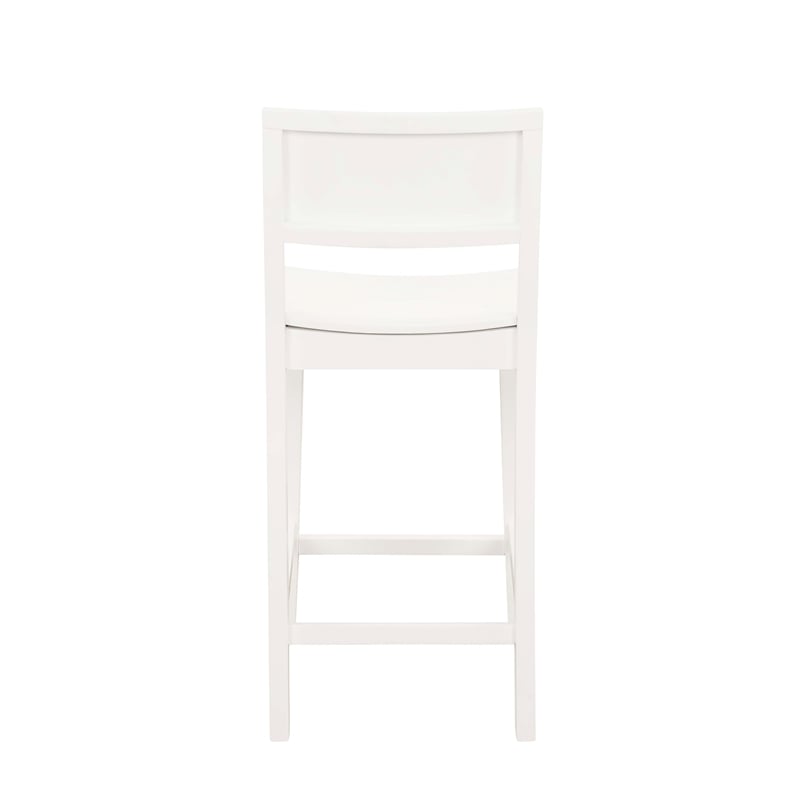 Linon Burke Saddle Seat Counter Stools Set of Two in White Rubberwood