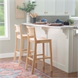 Linon Burke Saddle Seat Bar Stools Set of Two in Unfinished Solid Rubberwood