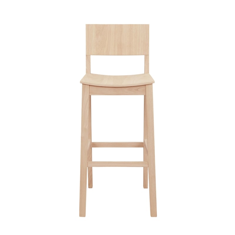 Linon Burke Saddle Seat Bar Stools Set of Two in Unfinished Solid Rubberwood