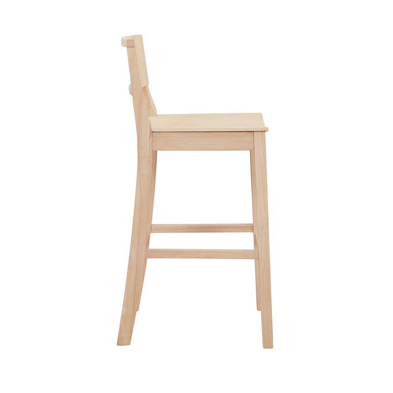 Linon Burke Saddle Seat Bar Stools Set of Two in Unfinished Solid Rubberwood