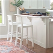 Linon Burke Saddle Seat Bar Stools Set of Two in White Solid Rubberwood