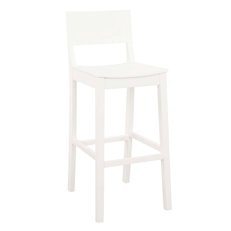 Linon Burke Saddle Seat Bar Stools Set of Two in White Solid Rubberwood