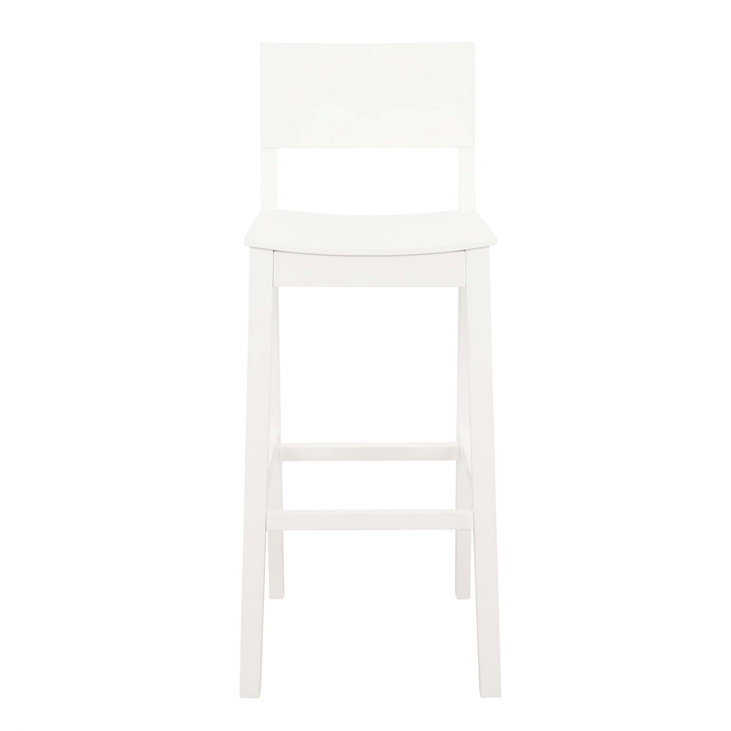 Linon Burke Saddle Seat Bar Stools Set of Two in White Solid Rubberwood