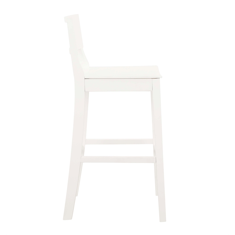 Linon Burke Saddle Seat Bar Stools Set of Two in White Solid Rubberwood