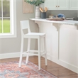 Linon Burke Saddle Seat Bar Stools Set of Two in White Solid Rubberwood