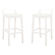 Linon Burke Saddle Seat Bar Stools Set of Two in White Solid Rubberwood