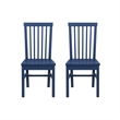 Linon Erwin Set of Two High Slat Back Side Dining Chairs in Navy Blue Rubberwood