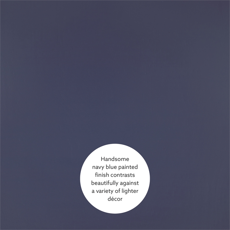 Linon Erwin Set of Two High Slat Back Side Dining Chairs in Navy Blue Rubberwood