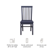 Linon Erwin Set of Two High Slat Back Side Dining Chairs in Navy Blue Rubberwood