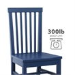 Linon Erwin Set of Two High Slat Back Side Dining Chairs in Navy Blue Rubberwood