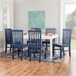 Linon Erwin Set of Two High Slat Back Side Dining Chairs in Navy Blue Rubberwood