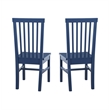 Linon Erwin Set of Two High Slat Back Side Dining Chairs in Navy Blue Rubberwood
