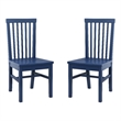 Linon Erwin Set of Two High Slat Back Side Dining Chairs in Navy Blue Rubberwood