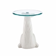Linon Mabry Whale Sculptured Resin & Glass Top Rustic Accent Table in White